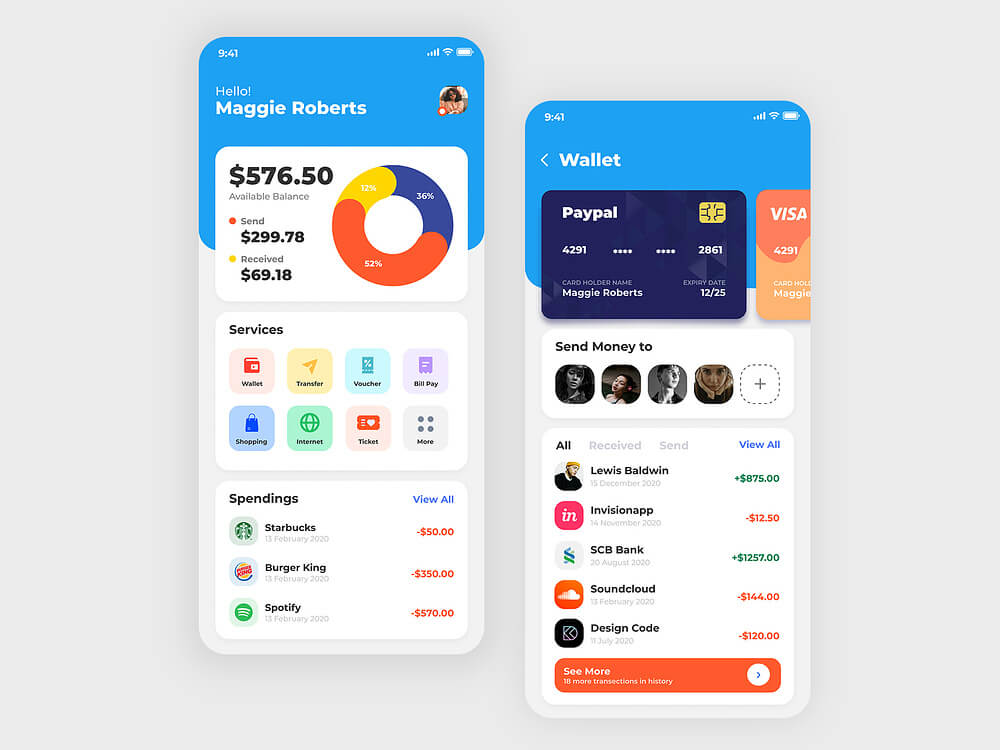 Mobile Banking App Concept UI Design by Pavel