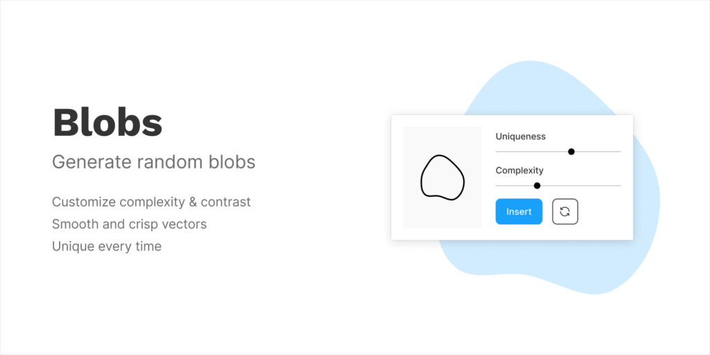 Figma interface with Blobs plugin integration.