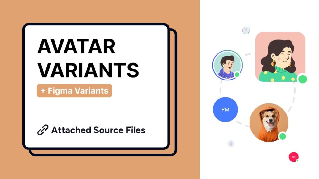 Illustration of different avatars in a design system