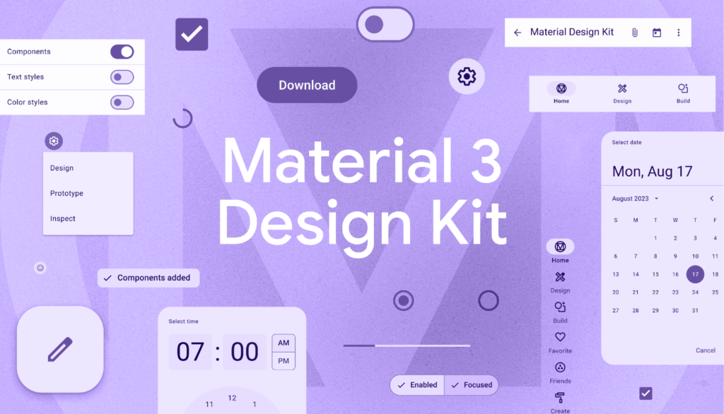 Material Design logo with vibrant design elements